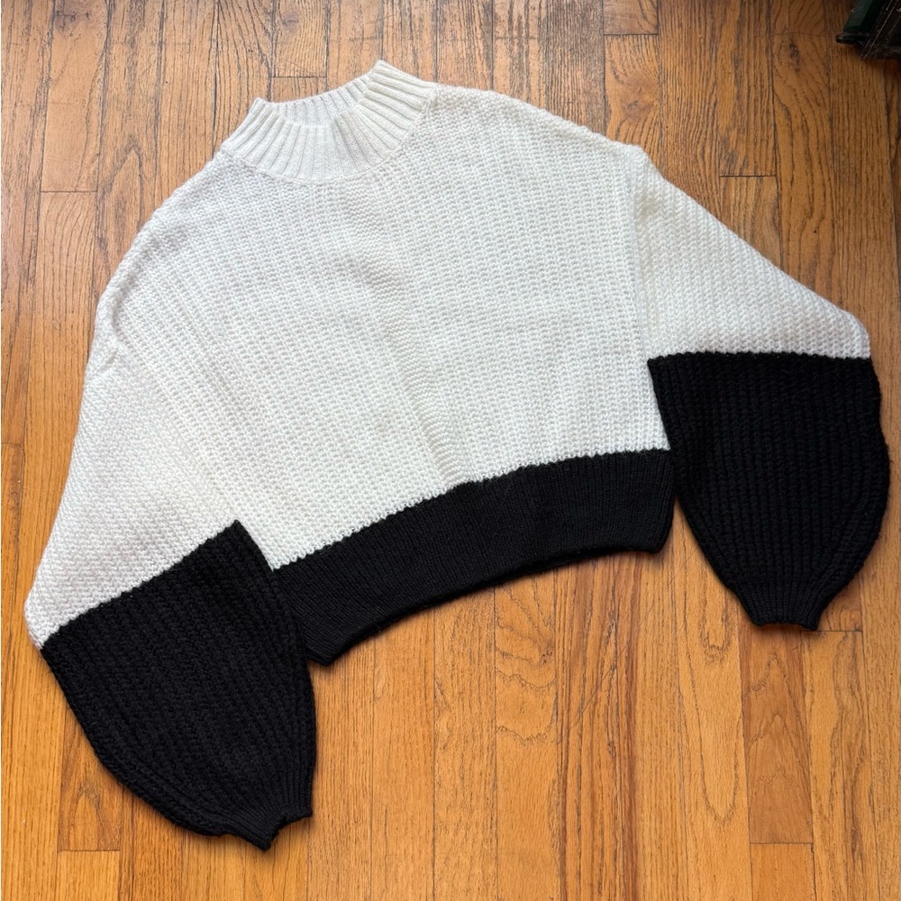Miss selfridge color block puff sleeve sweater